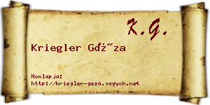 Kriegler Géza névjegykártya