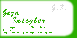 geza kriegler business card